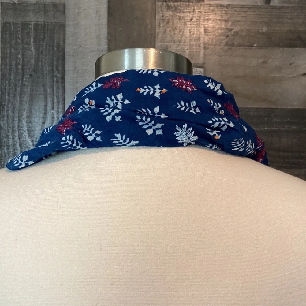 Red white and blue infinity scarf stripes floral Americana quiet luxury boho